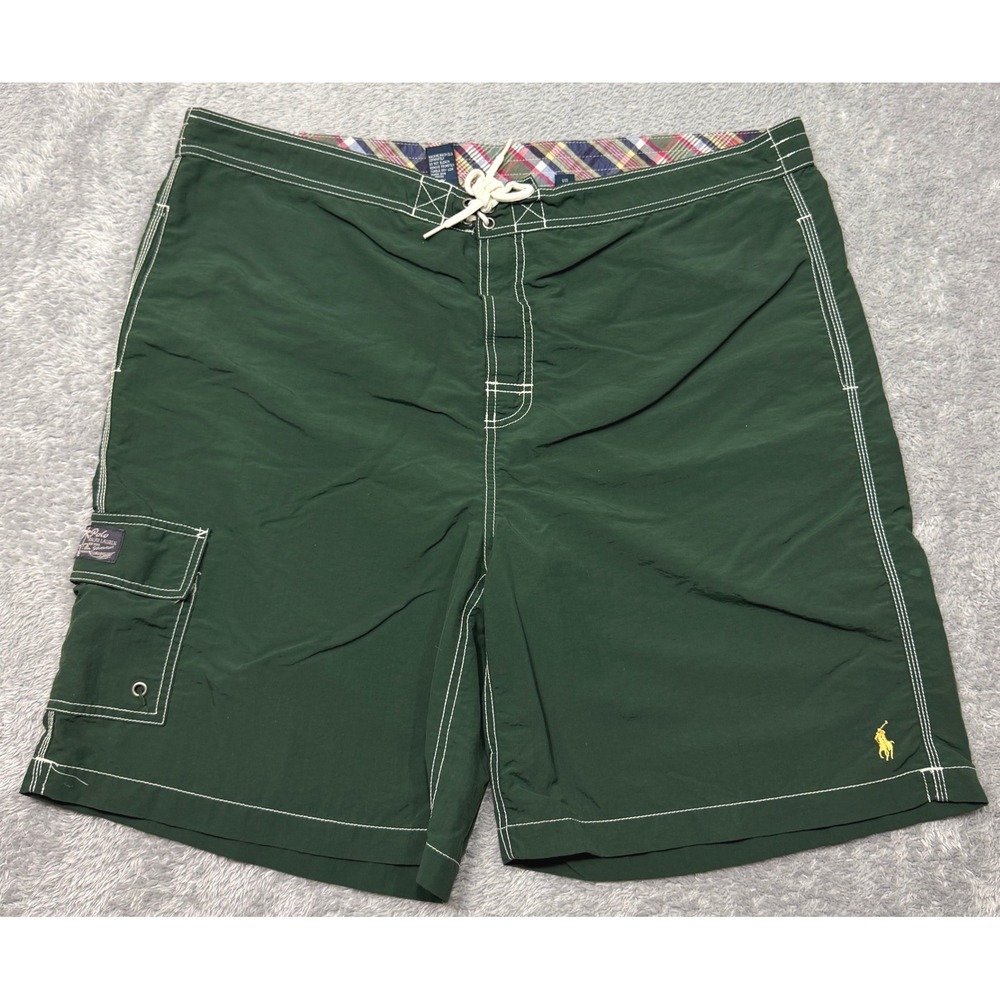 Polo Ralph Lauren Swim Trunks Men XXL Green Board Shorts Cargo Pocket Beach